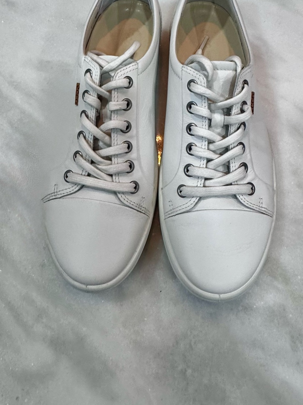 ECCO Soft 7 White Leather Lace Up Sneakers Women’s Size 10
